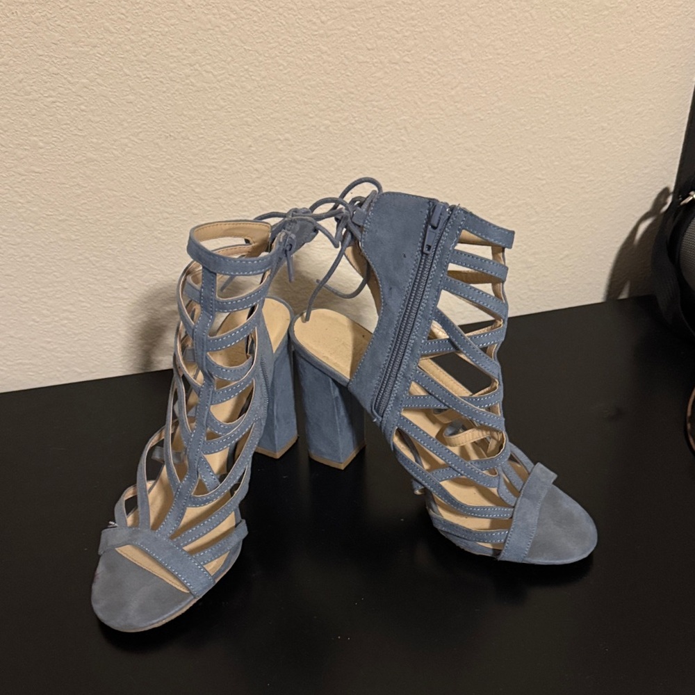 Women's Blue Strappy Heeled Sandals